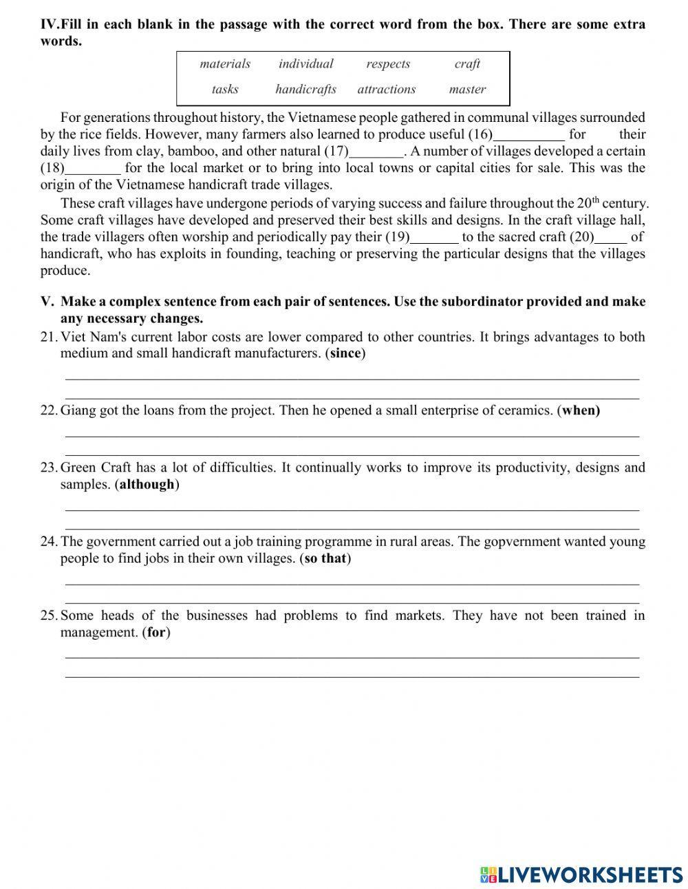 Lớp 9 Unit 1 Test 1a