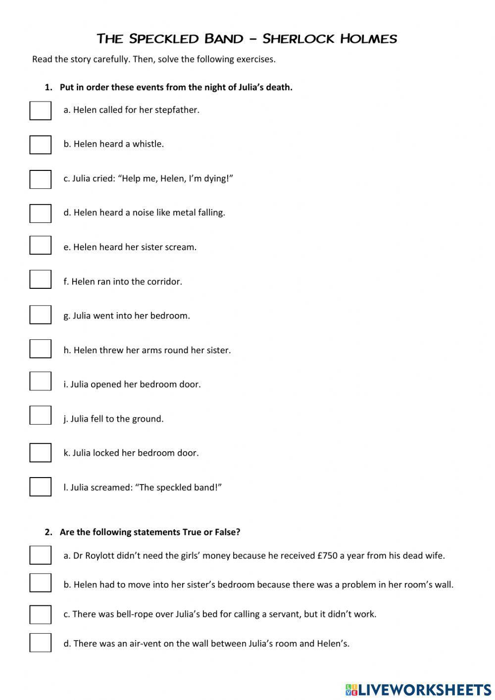 The Speckled Band - Sherlock Holmes