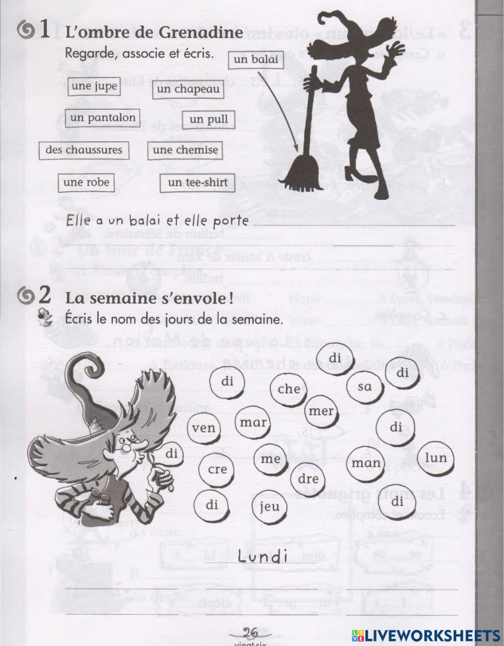 Les vêtements et les jours de la semaine