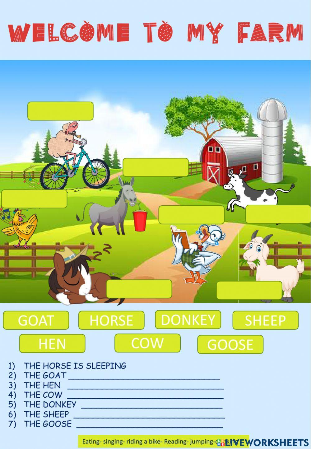 Farm animals online exercise for TERCER GRADO | Live Worksheets
