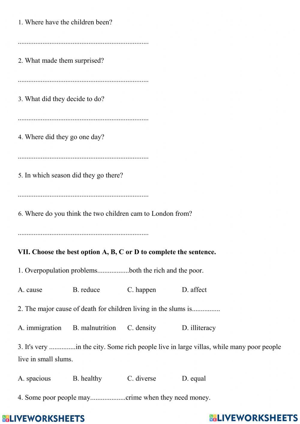 Unit 12: an overcrowded world