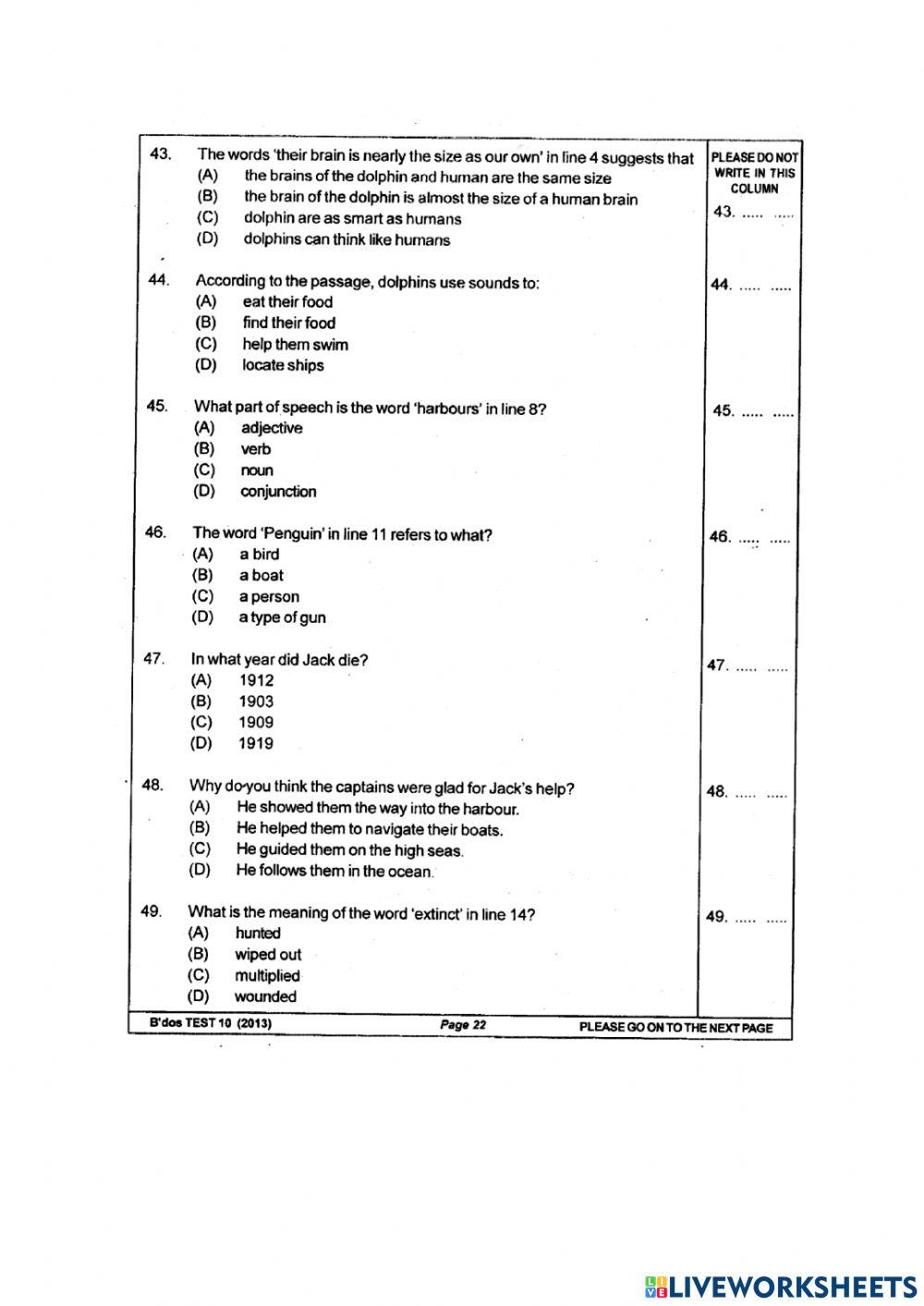 Multiple Choice & Open- Ended Comprehension