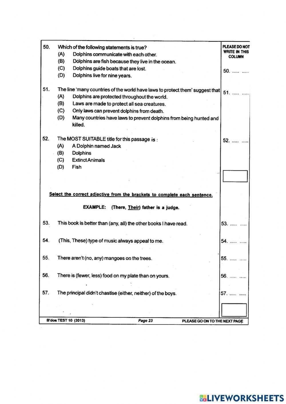 Multiple Choice & Open- Ended Comprehension