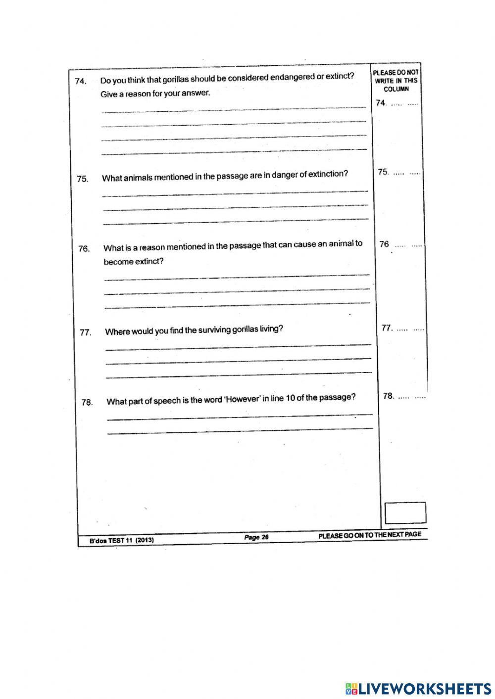Multiple Choice & Open- Ended Comprehension