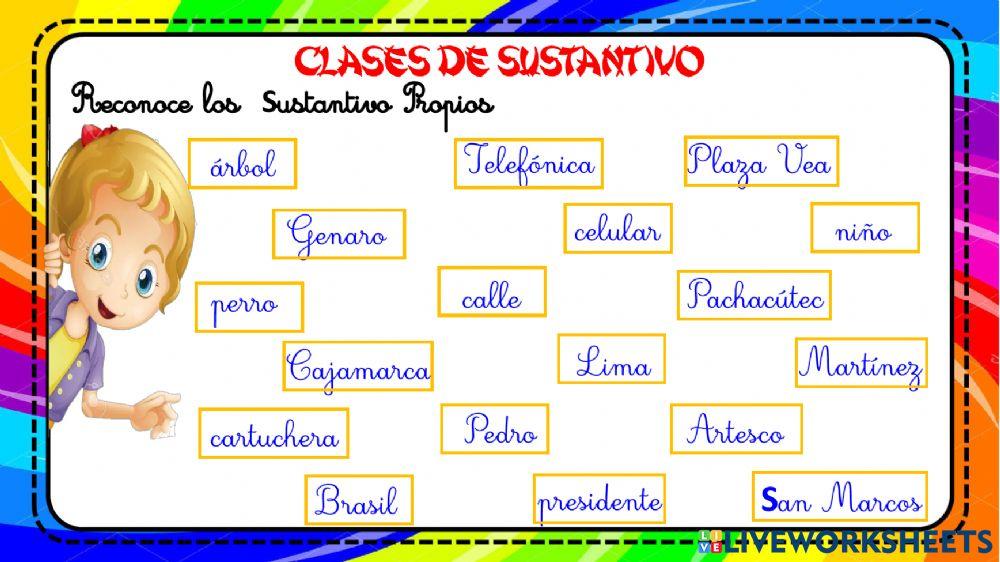 Clases de sustantivo Clases de sustantivo