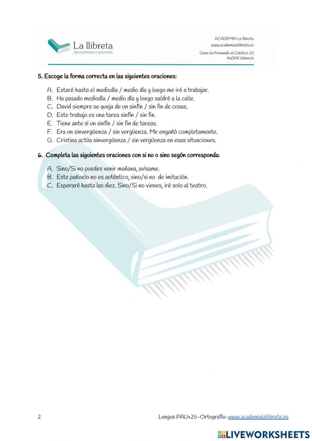 Tilde diacrítica y palabras confusas