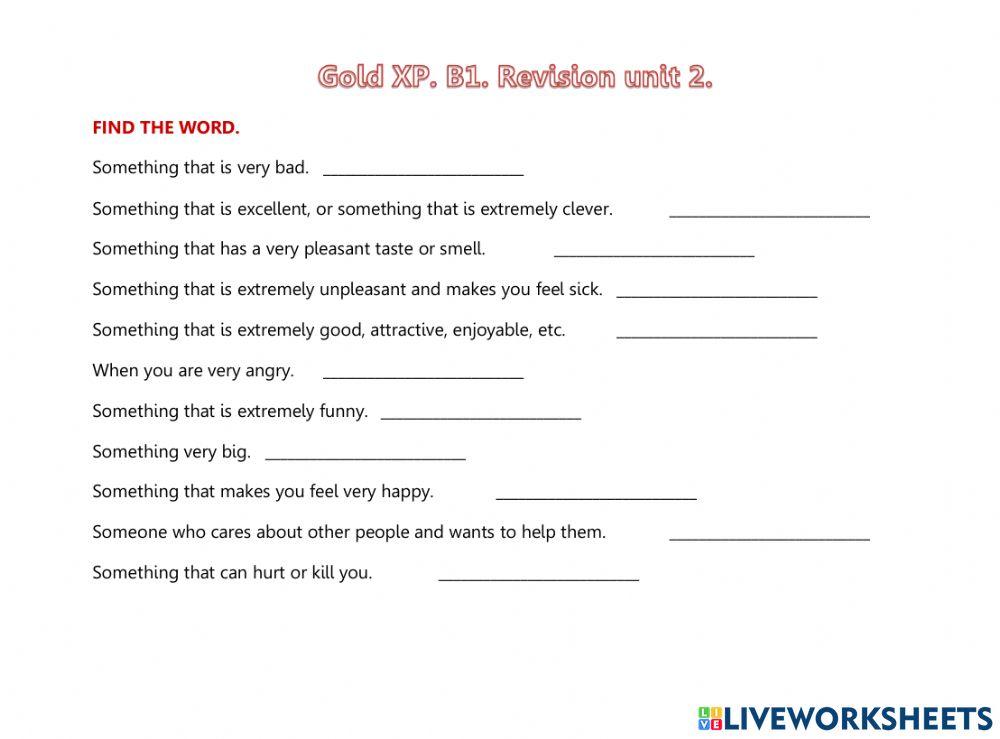 Gold XP. B1. Revision unit 2.