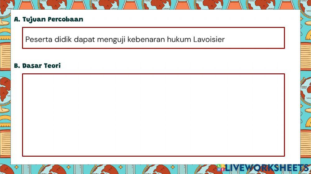 LKPD percobaan hukum kekekalan massa (hukum Lavoisier)