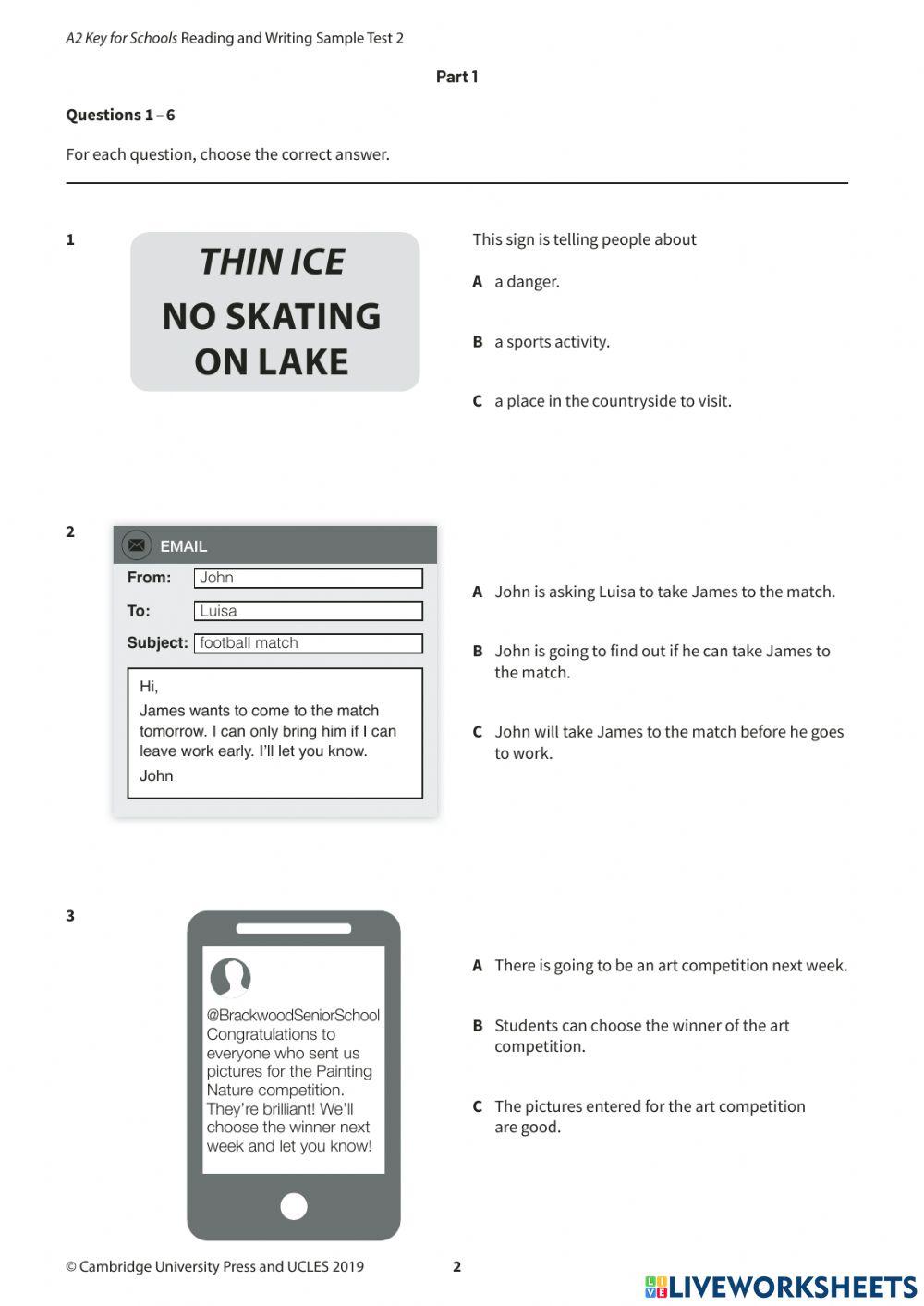 Reading  (mock exam)