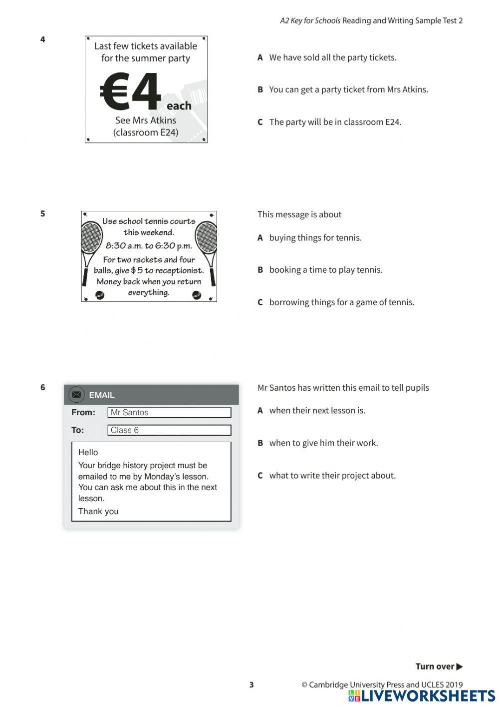 Reading  (mock exam)