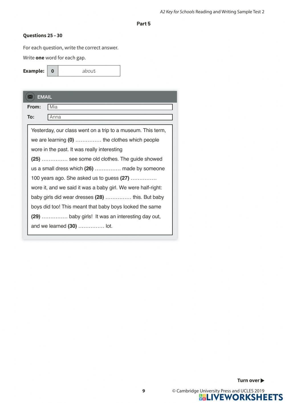 Reading  (mock exam)