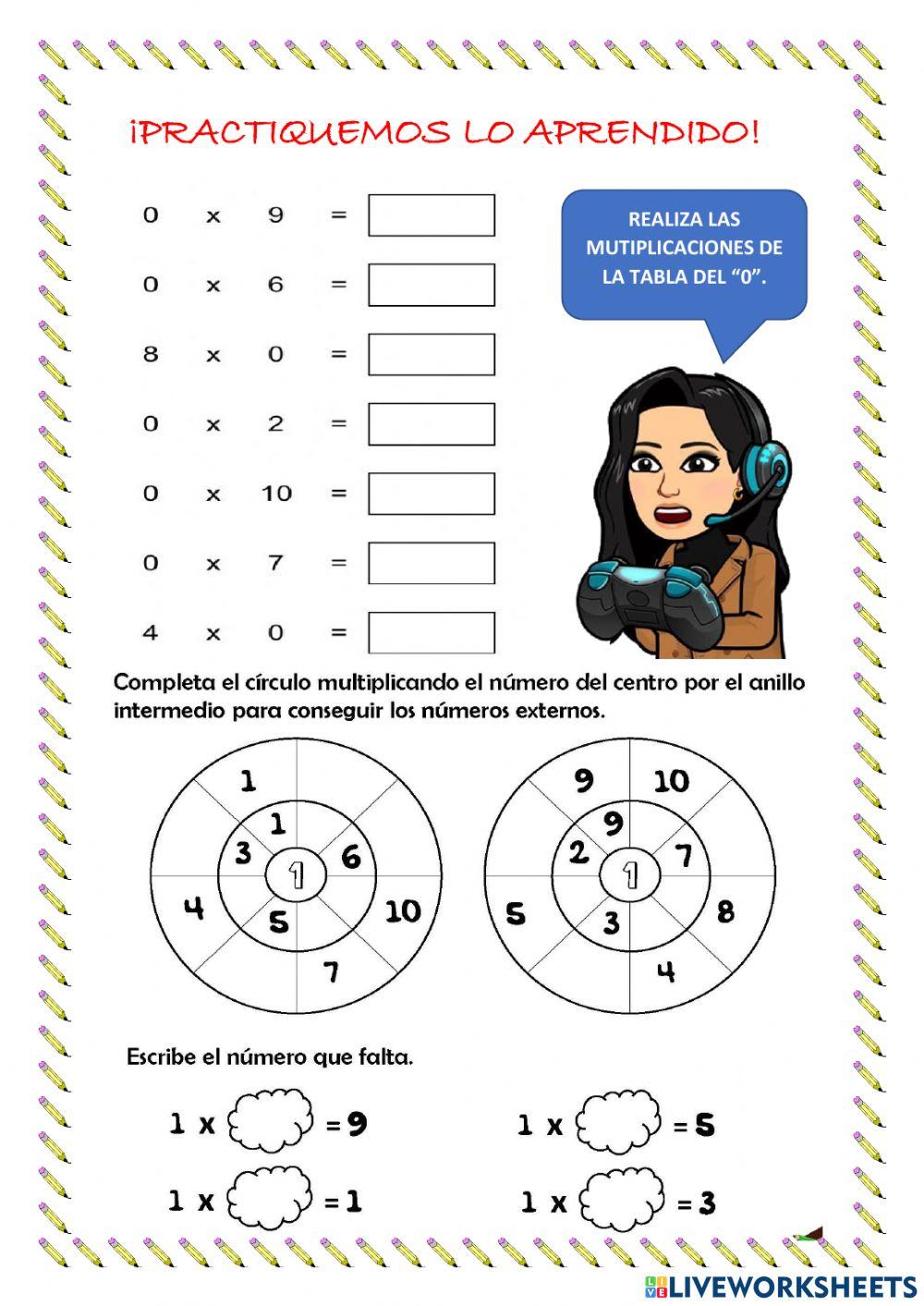 Tabla del 1 y del 0.