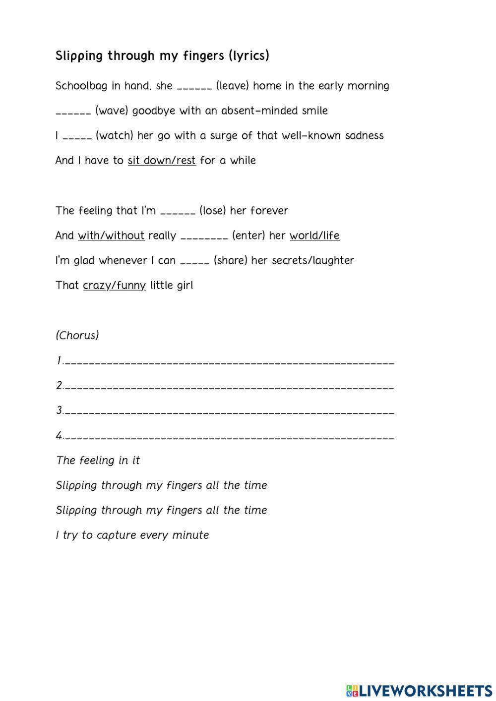 Slipping through my fingers - Song (ABBA)