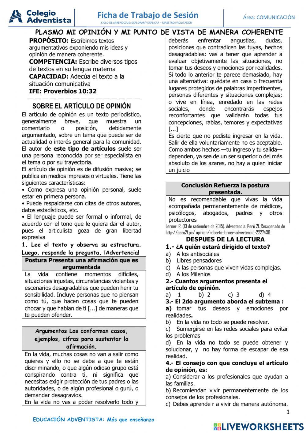 El artículo de opinión