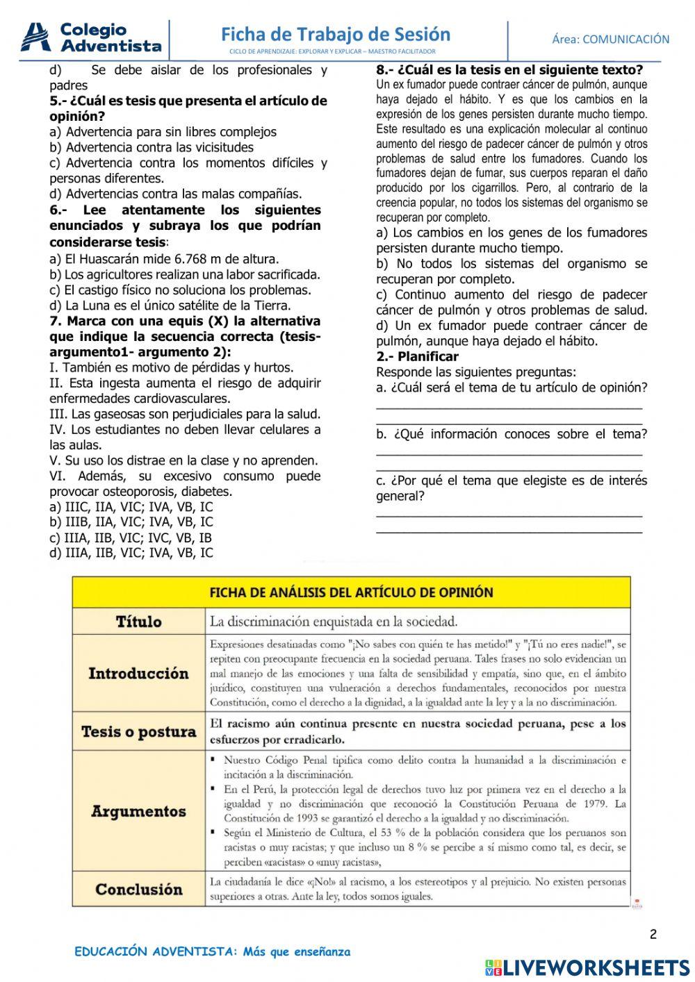 El artículo de opinión