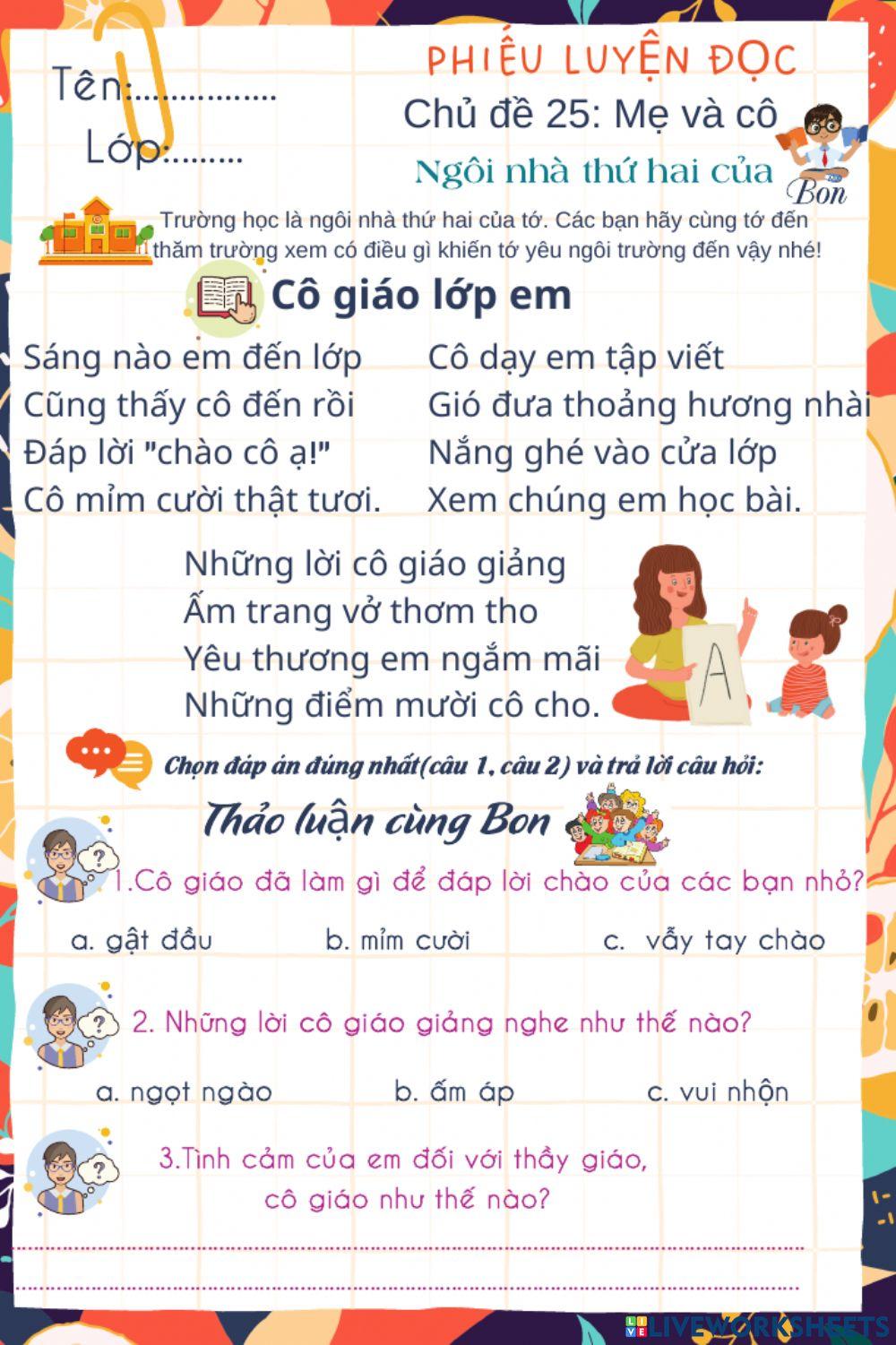 Phiếu đọc tuần 25