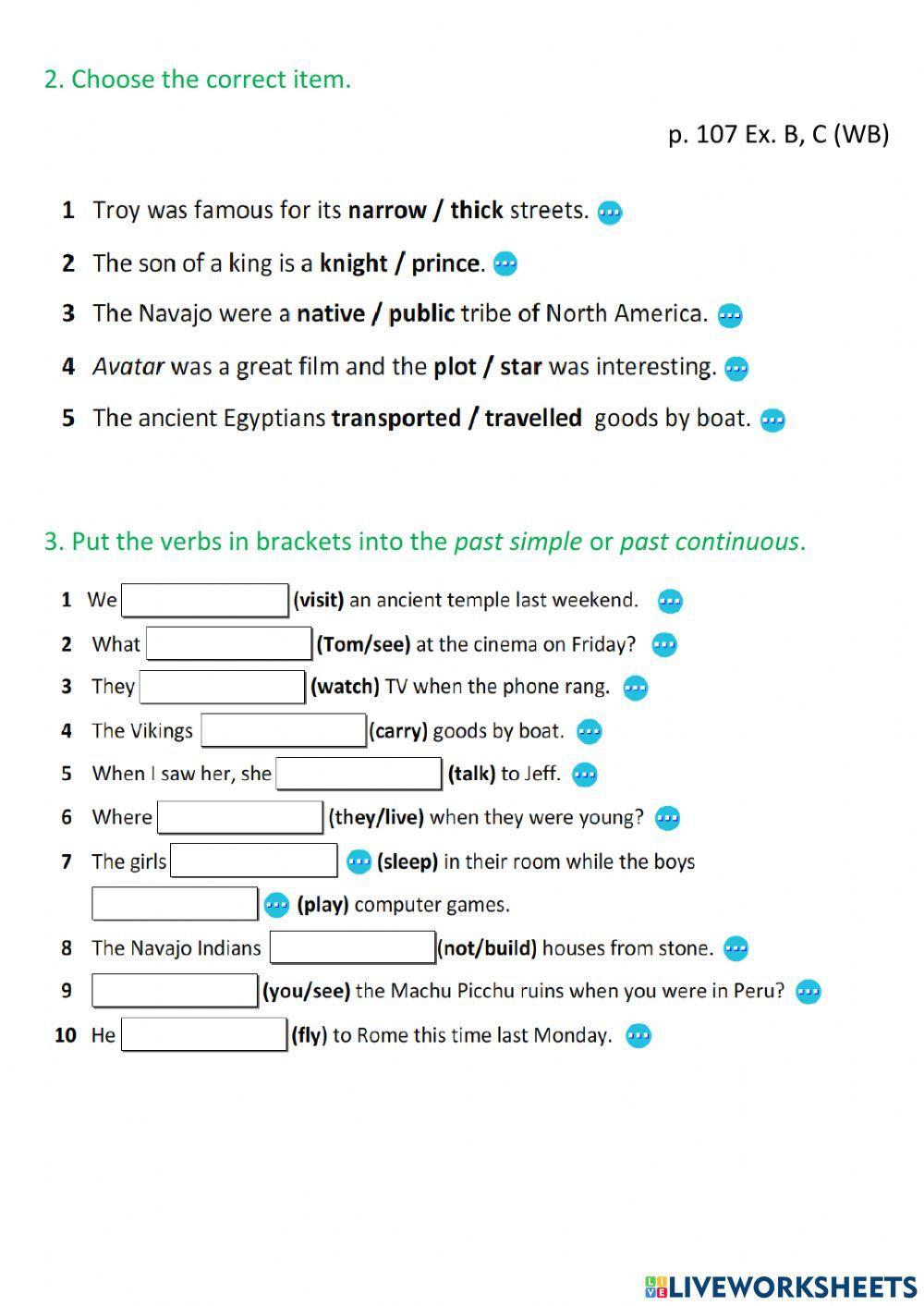 Reading, vocabulary and grammar test