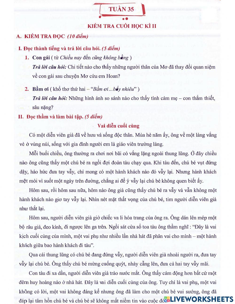 Tiếng Việt 5 - Tuần 35