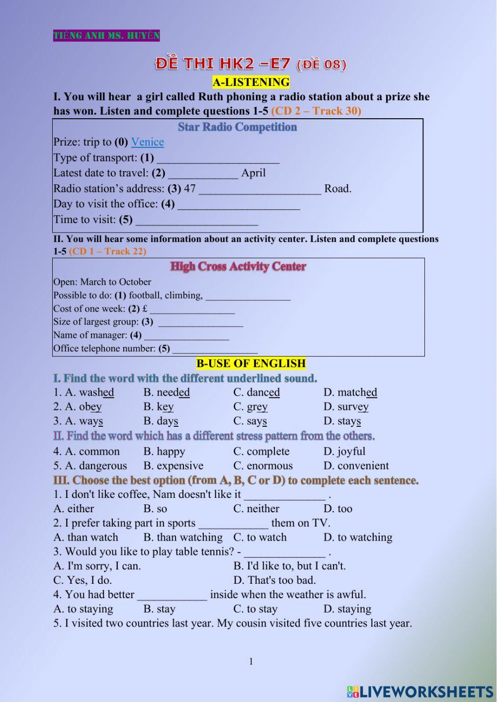 Ôn tập e8 cả năm