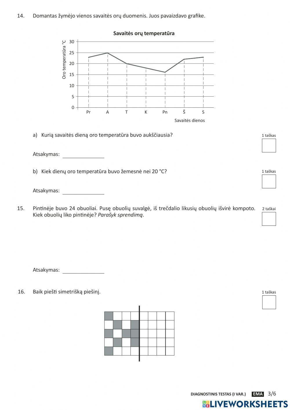 Matematikos 3 klasės testas