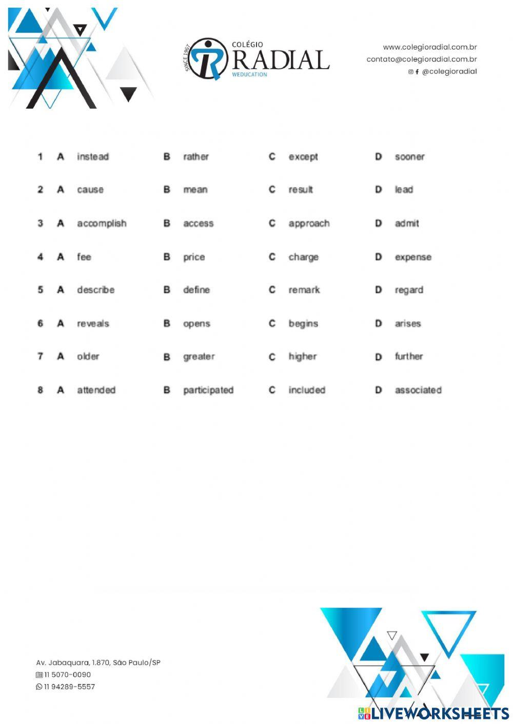 Use of english parts 1, 2 and 3
