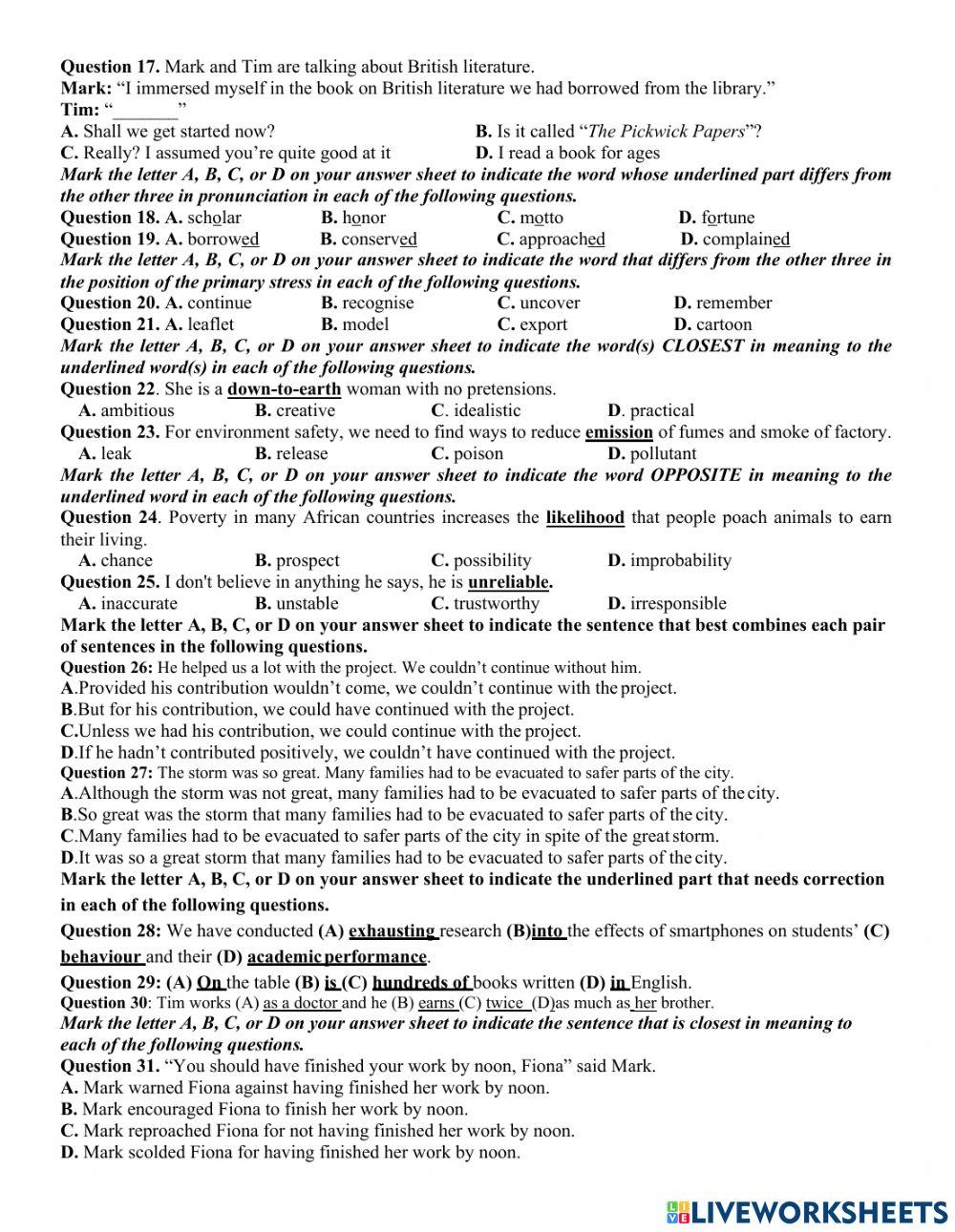 Bộ 1- đề luyện số 11 -tn 2022
