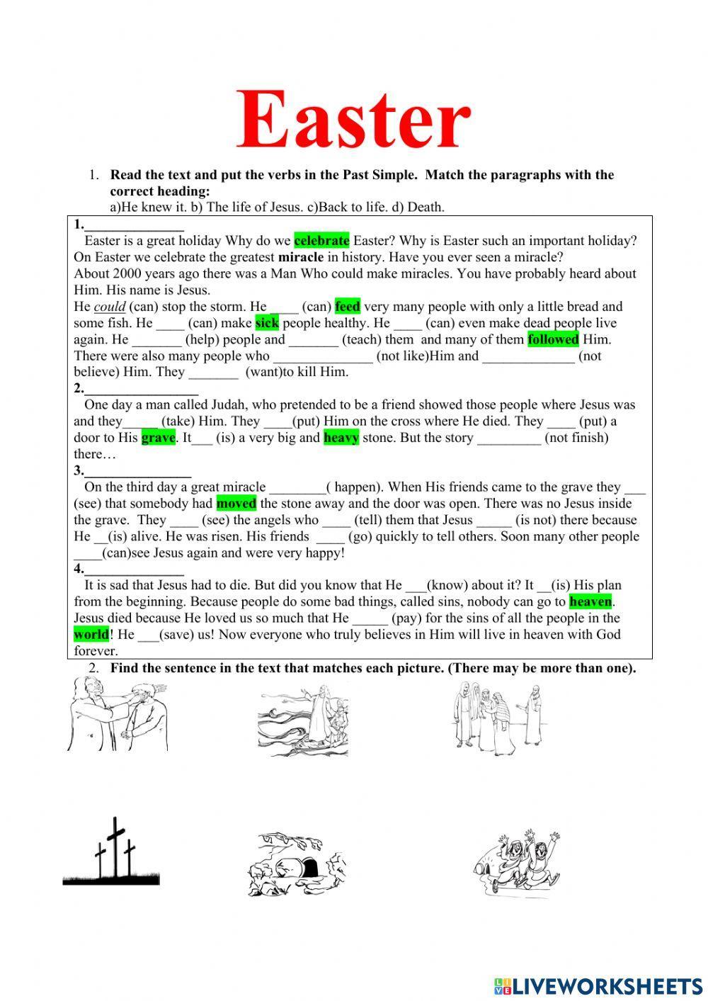 Easter, christ is resen! Reading, Past Simple