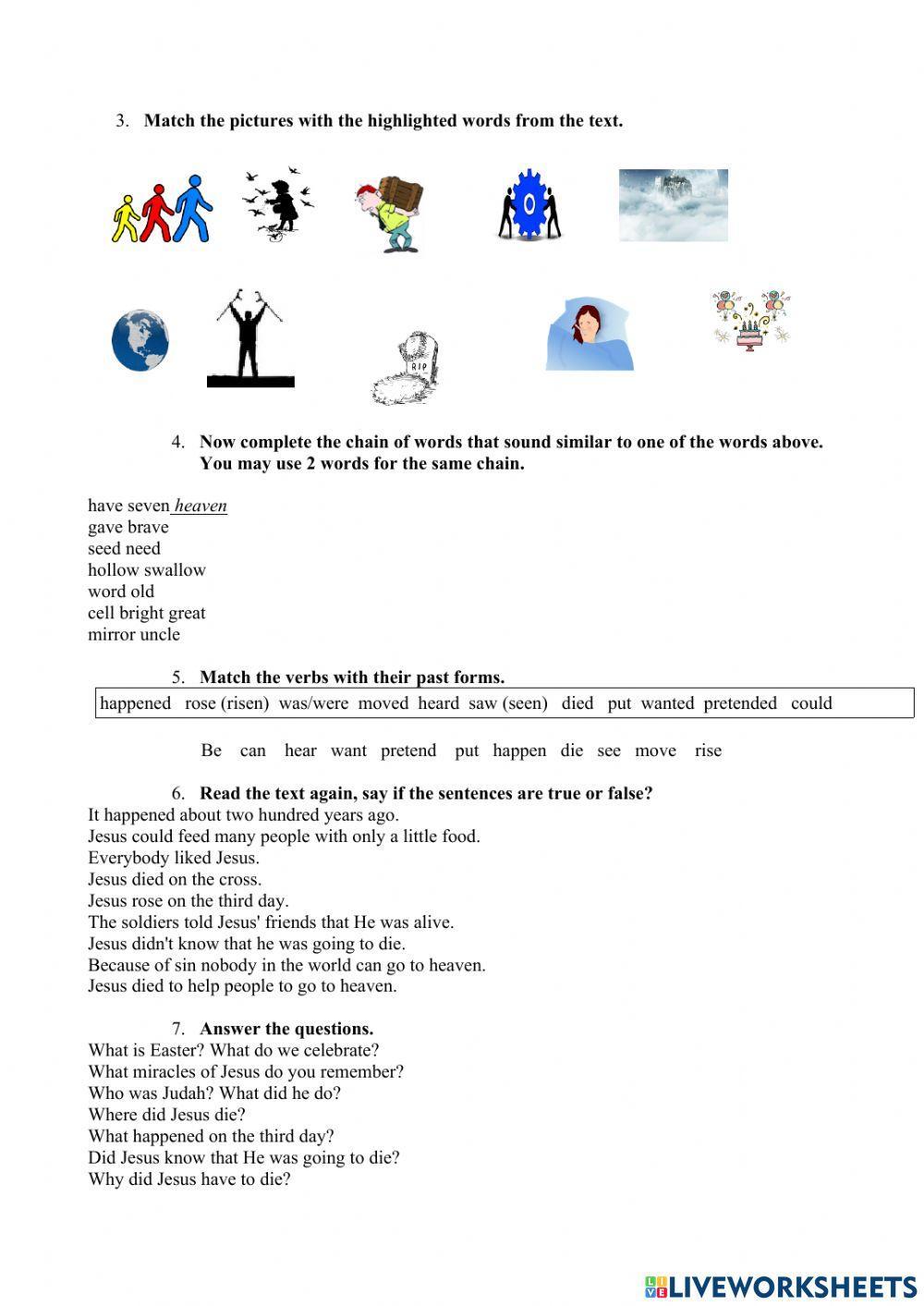 Easter, christ is resen! Reading, Past Simple