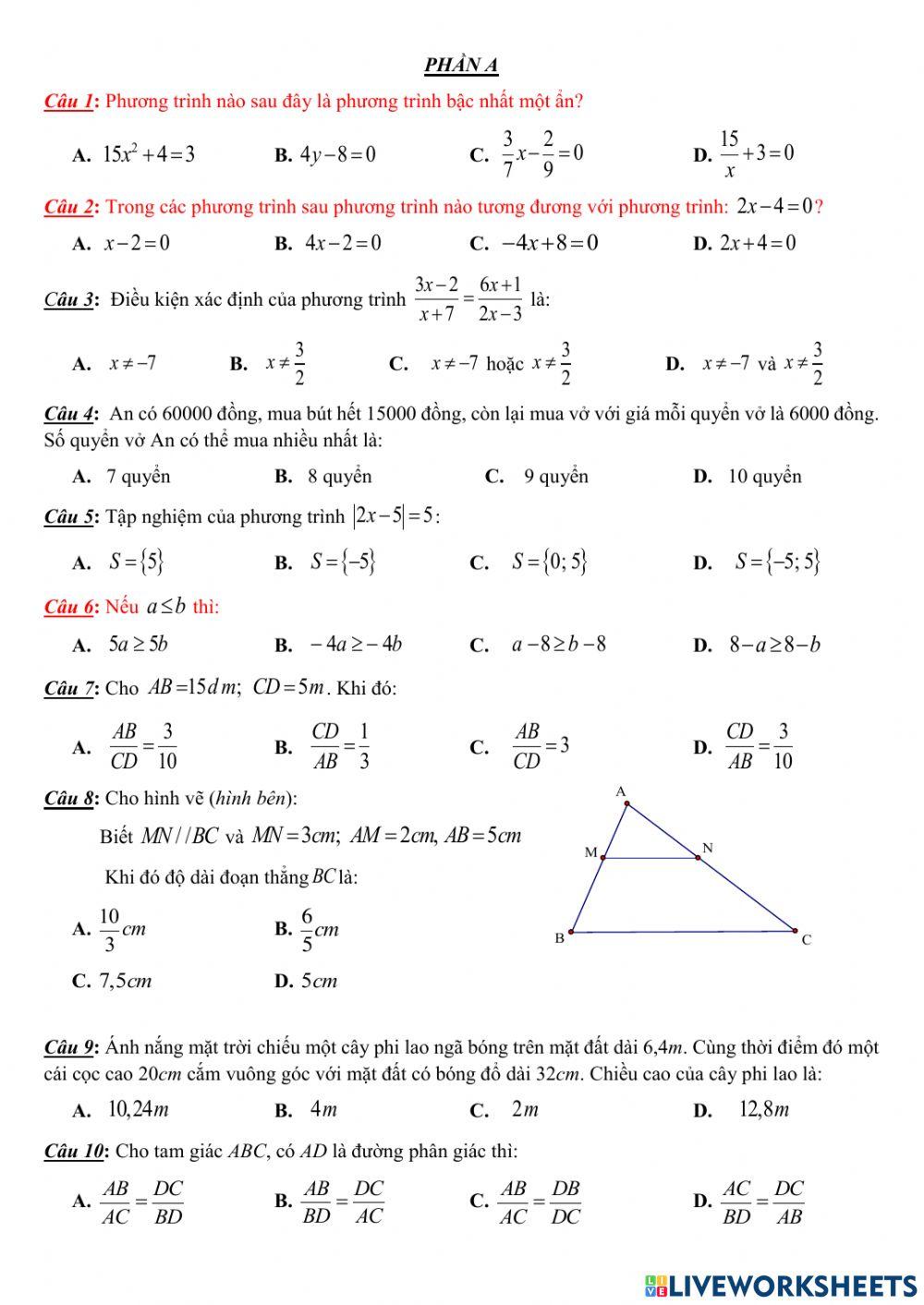 Đề thi HK2 Toán 8 131415