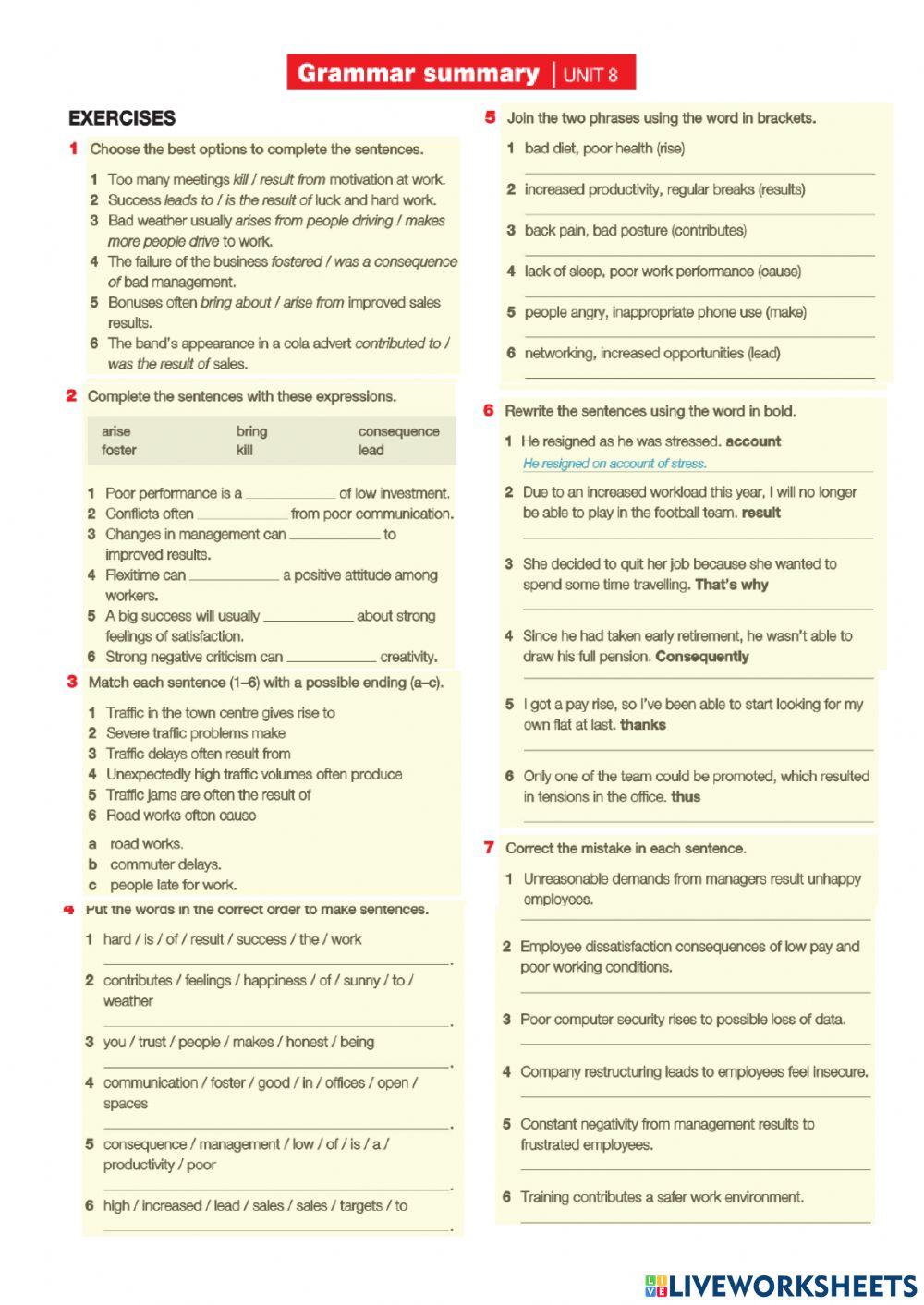 GS Unit 8 Cause Result