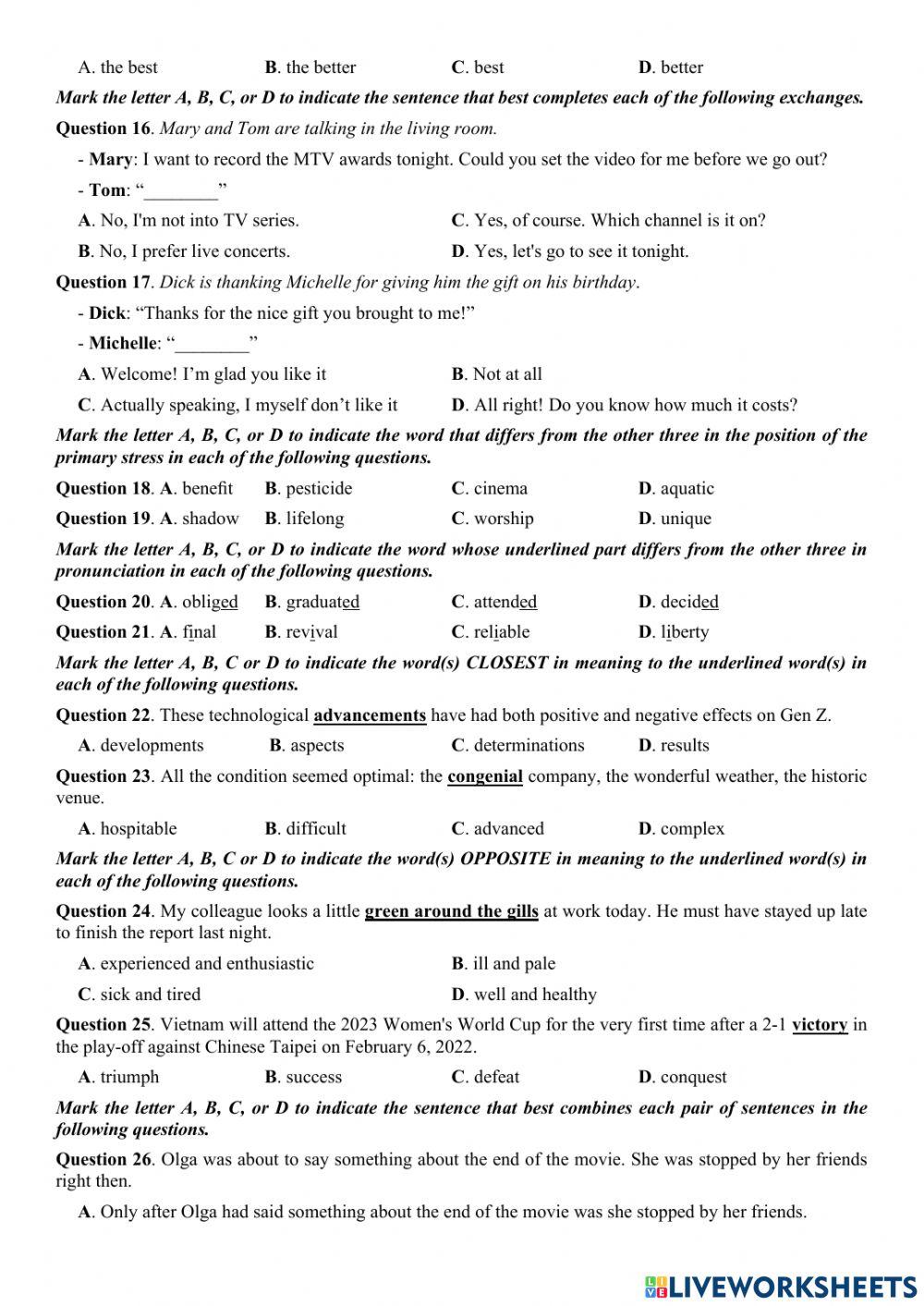 Bộ đề 2- đề số 1- tn2022