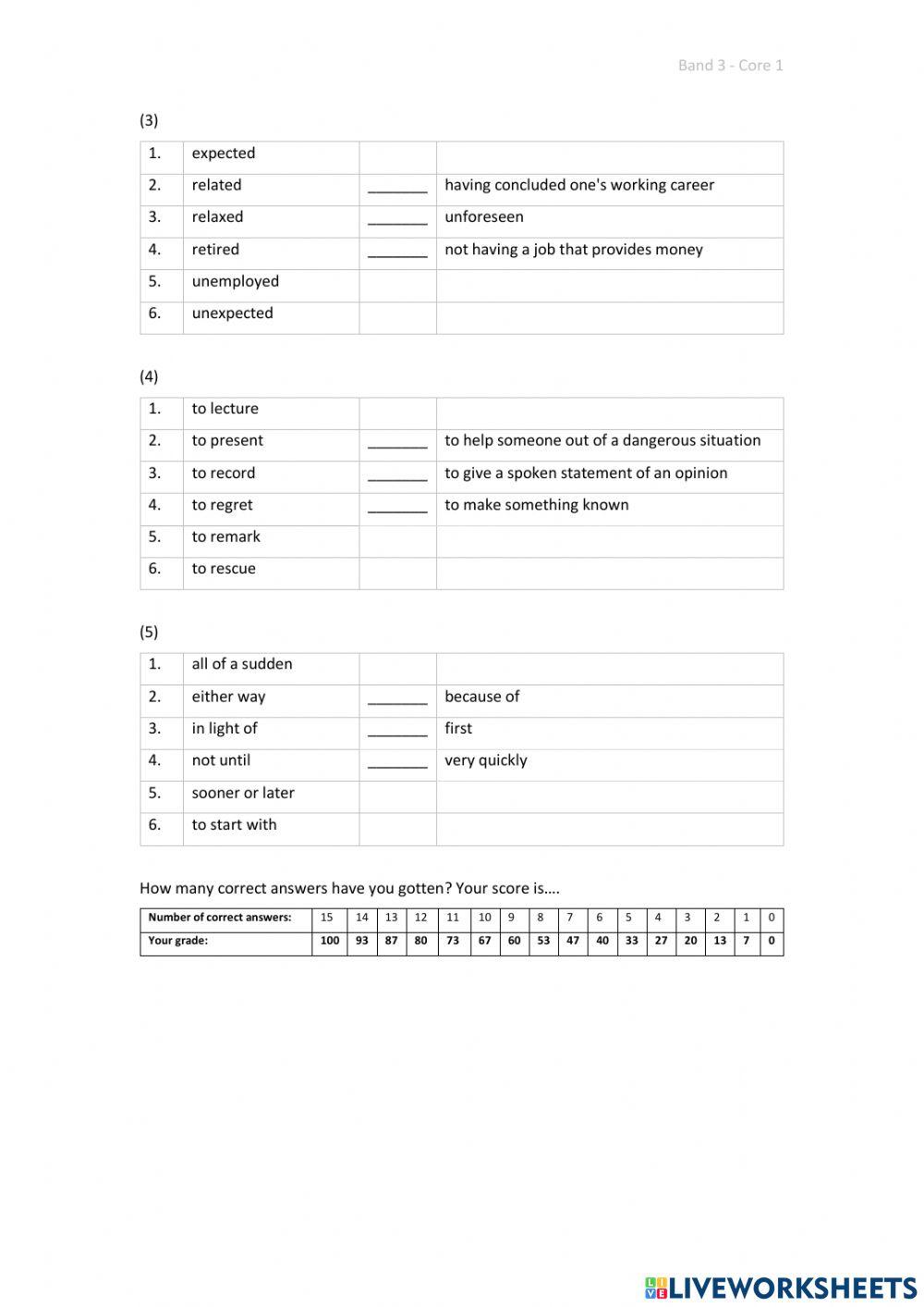 Band 3 (Core 1) - Unit 19 - Test