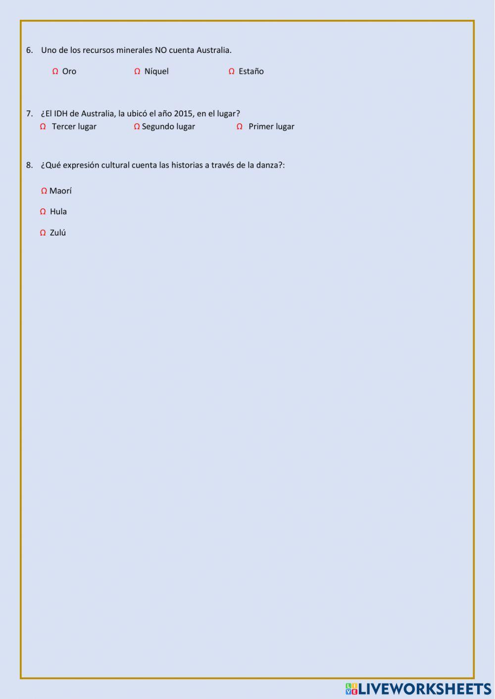 Oceanía: Relieve y RR NN, otros