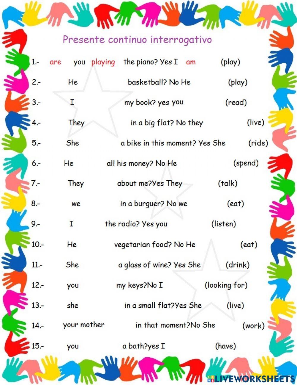 Presente continuo interrogativo