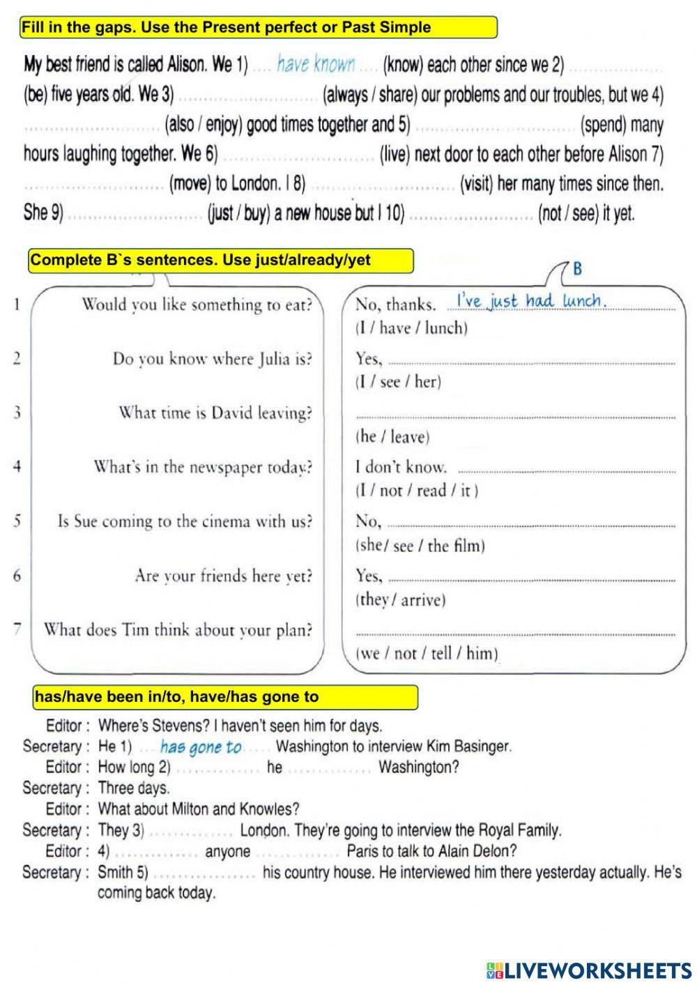 Present Perfect vs Past Simple