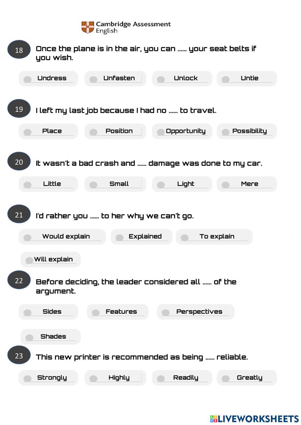 English Assesment B2