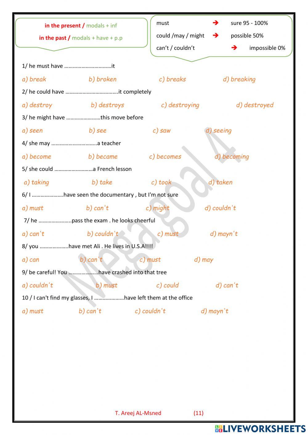 Mega goal 4 - unit 3 lesson 11