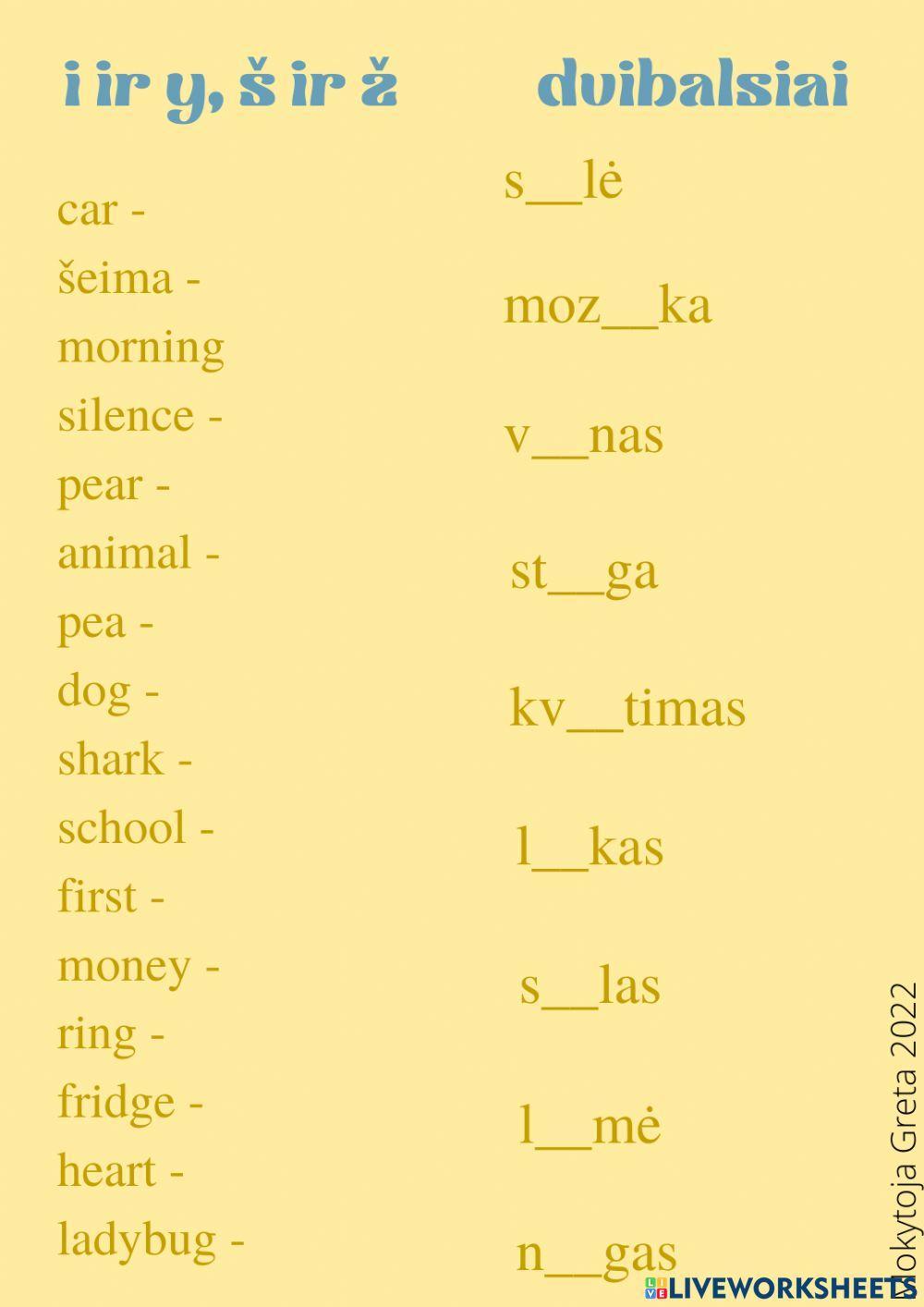 Žodžių rašyba užseniečiams vaikams