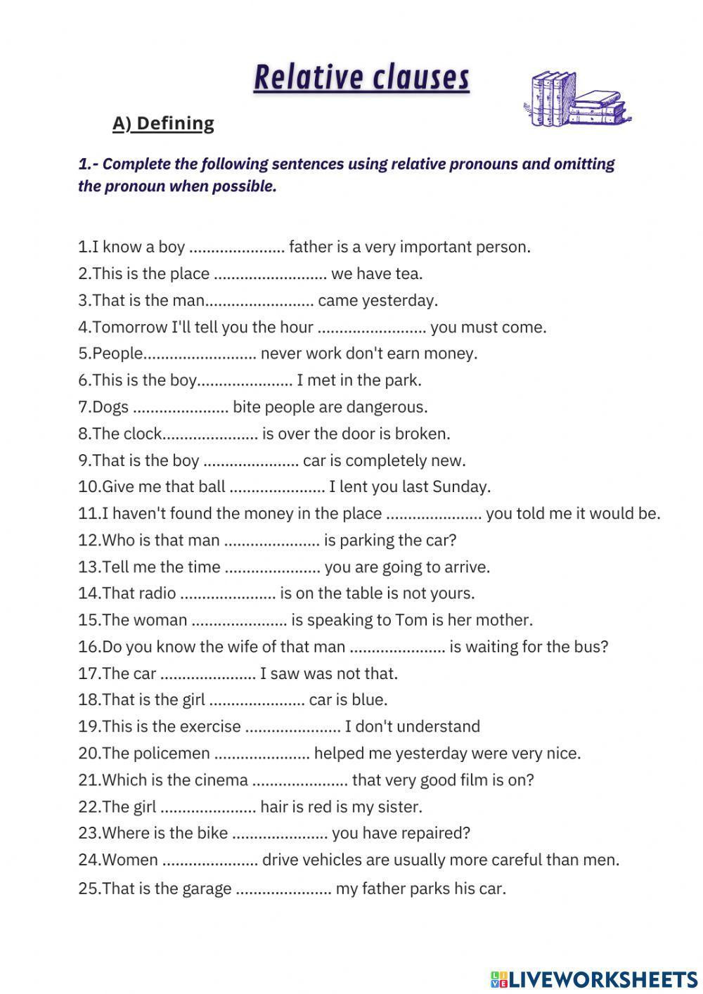 Defining And Non Defining Relative Clauses Exercises H ng D n Chi Defining And Non Defining Relative Clauses Exercises H ng D n Chi