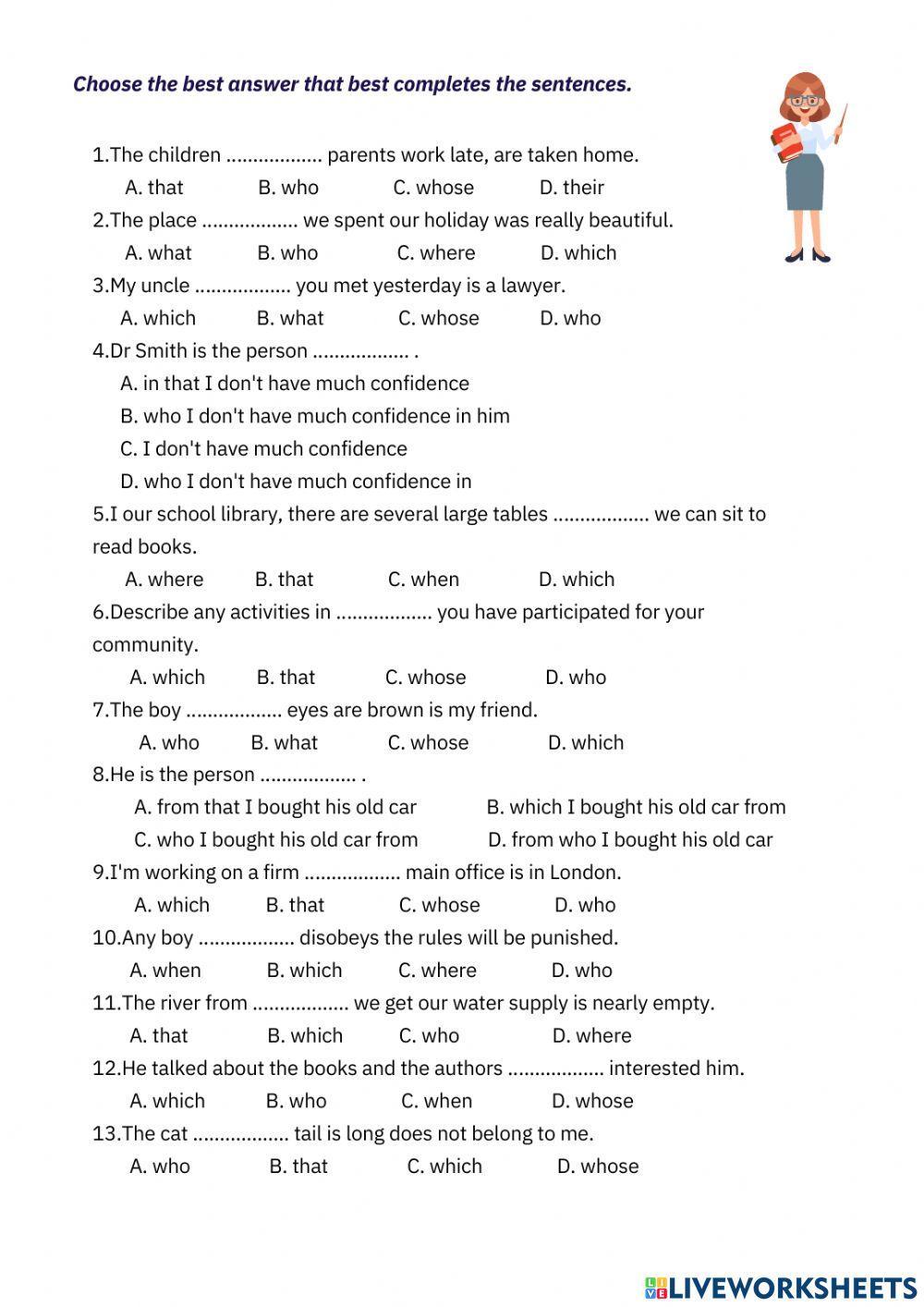 Defining and non-defining Relative clauses