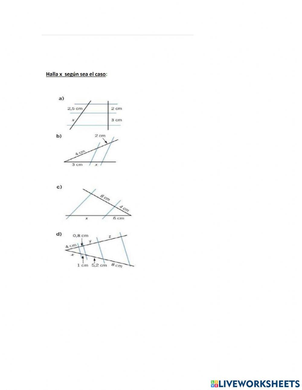 Ejercicios del teorema de tales