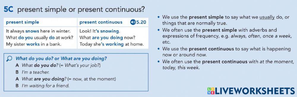 Present simple vs present continuous