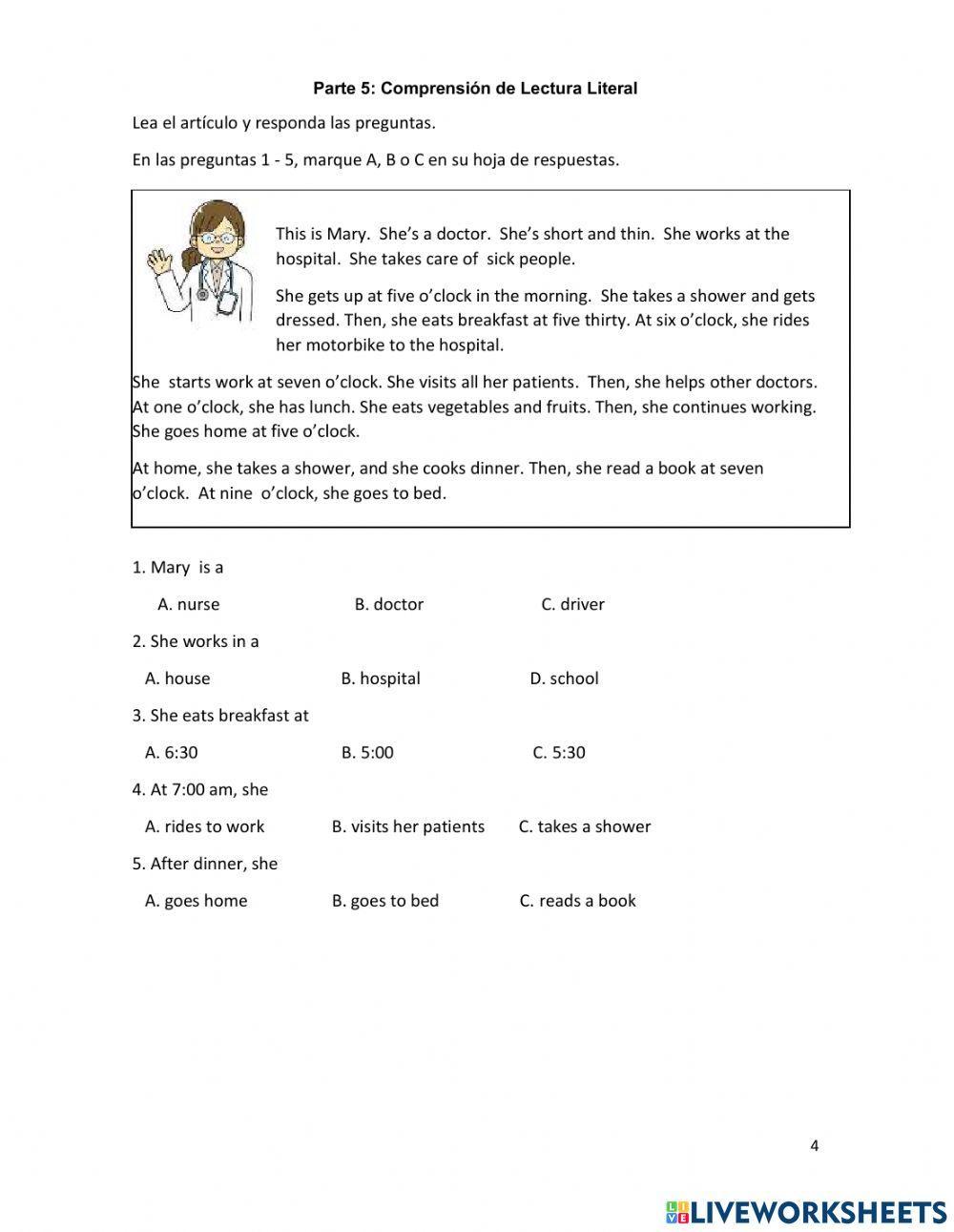 Prueba saber- A1 inglés