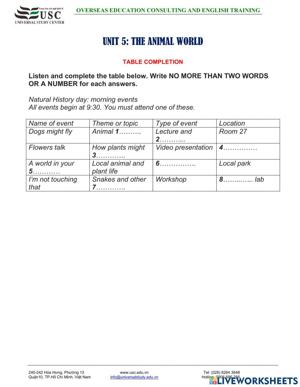 Complete ielts 4 5 unit 5 listening wb worksheet live worksheets