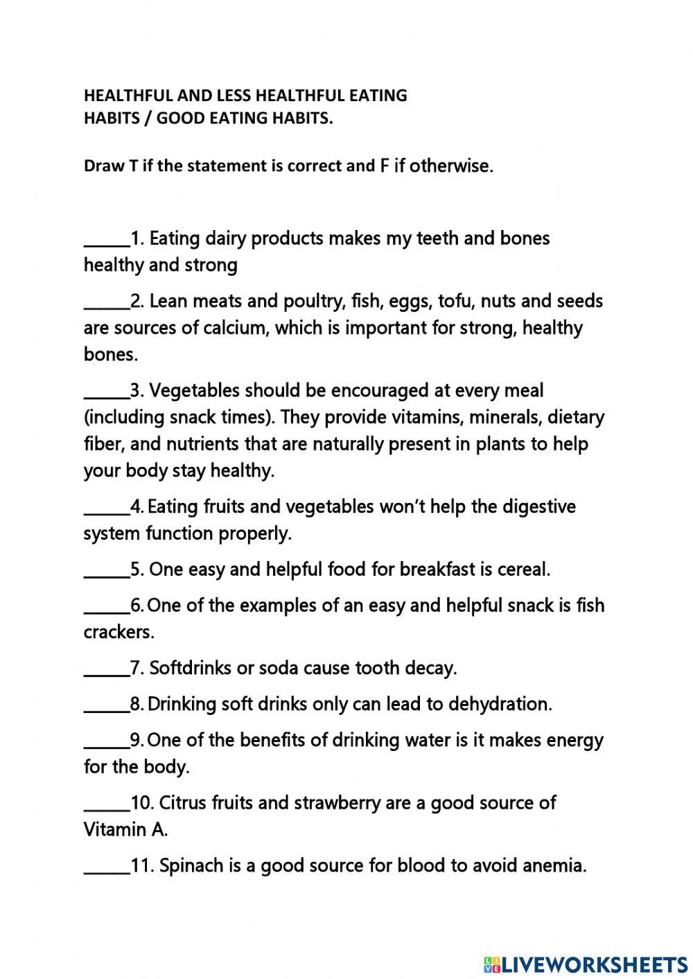 Healthy food and habits