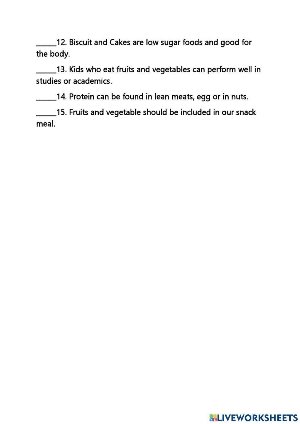 Healthy food and habits