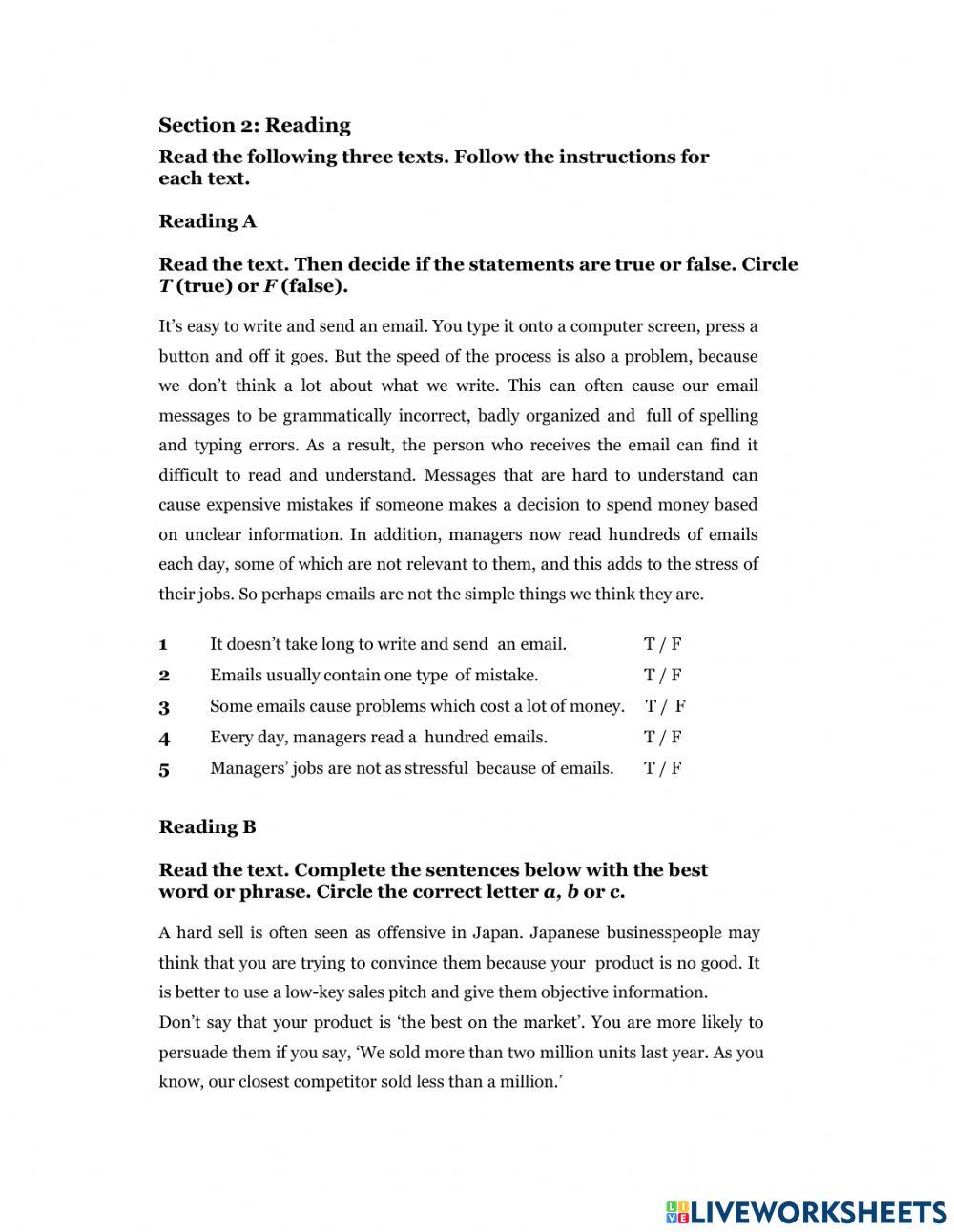 Placement Test-Reading and Listening