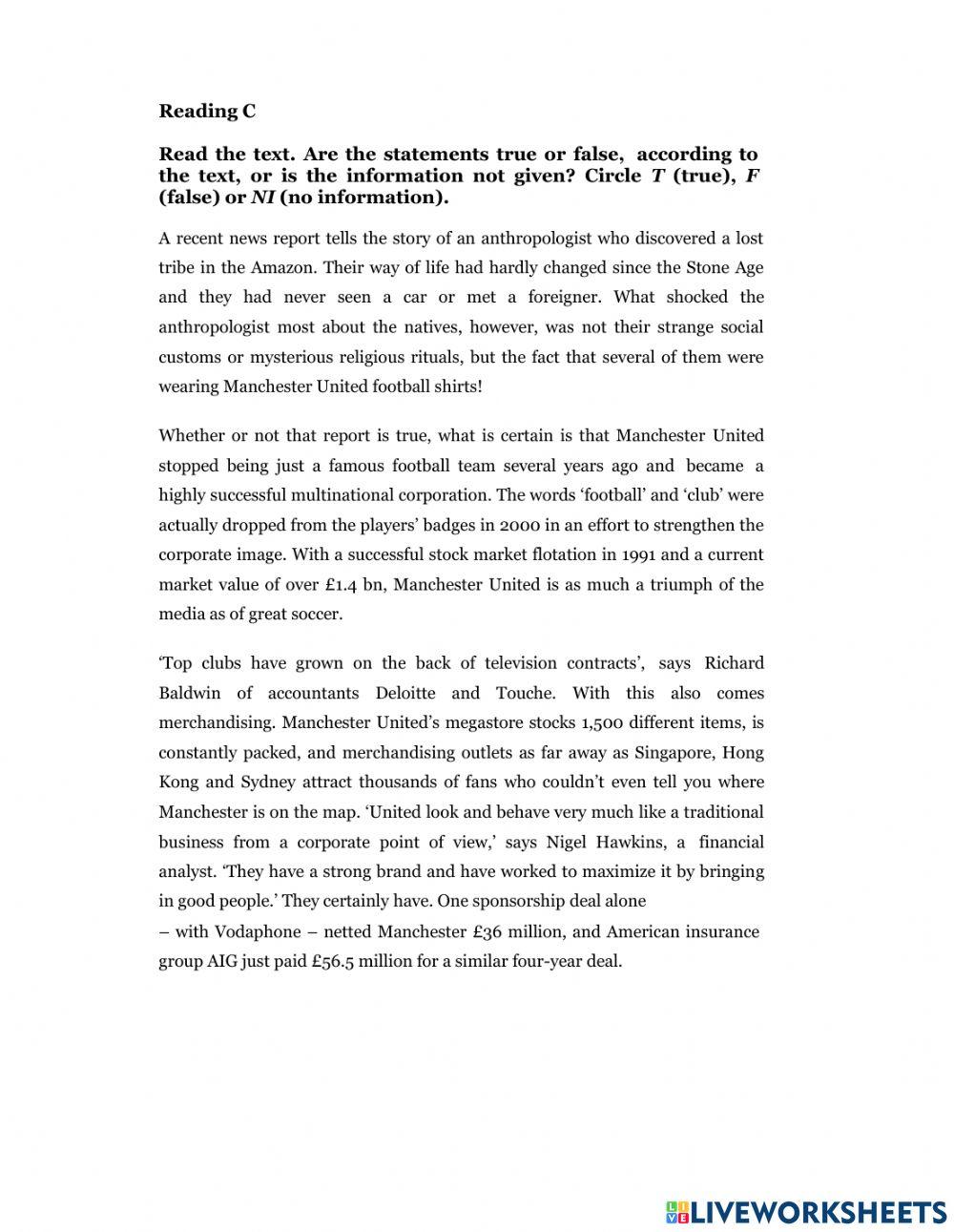 Placement Test-Reading and Listening