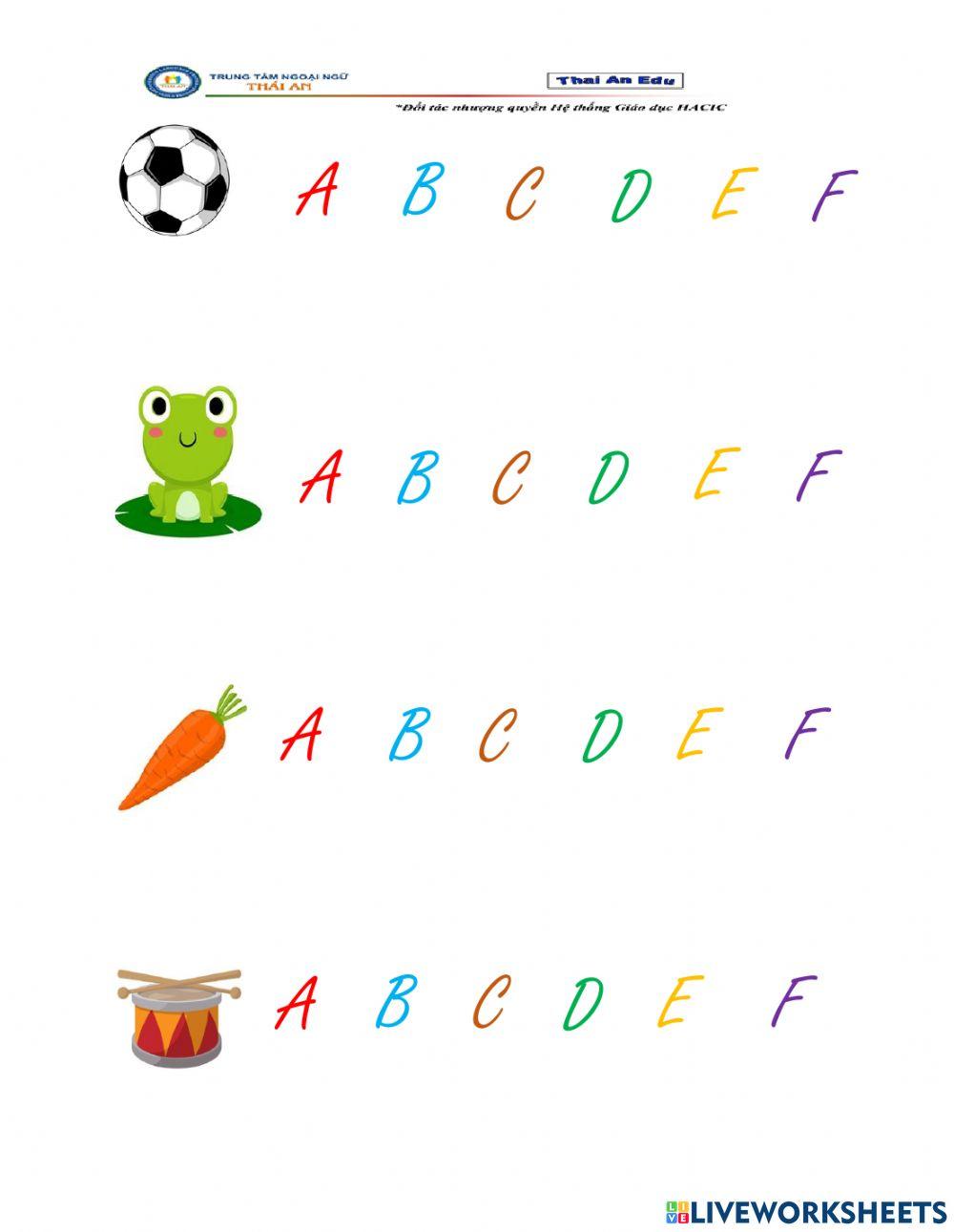 Review A-F and numbers 1-3