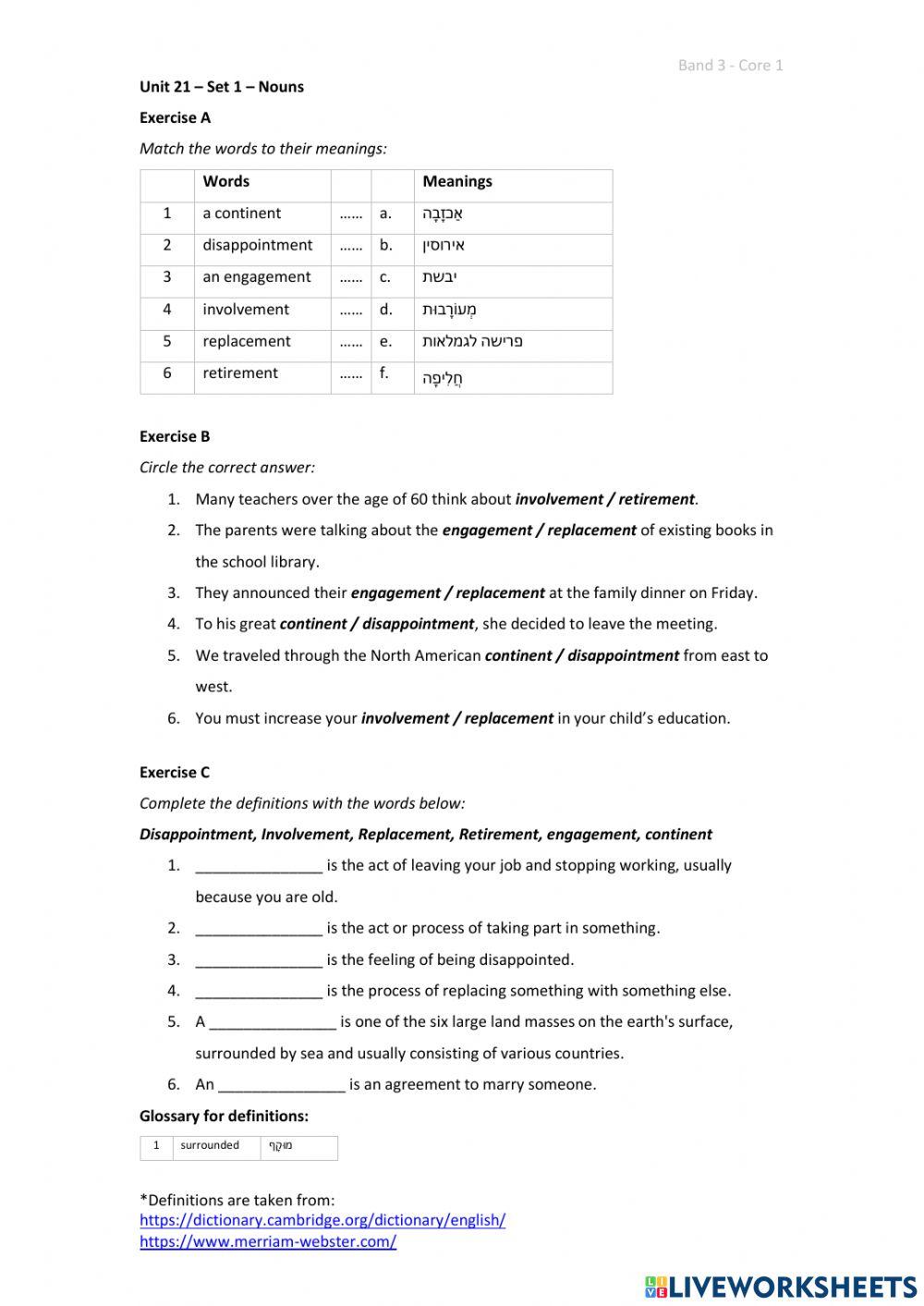 Band 3 (Core 1) - Unit 21 - Set 1